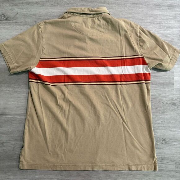 Gap Athletic Fit Tan & Maroon Strip Short Sleeve Polo Shirt Size XL - Picture 4 of 7
